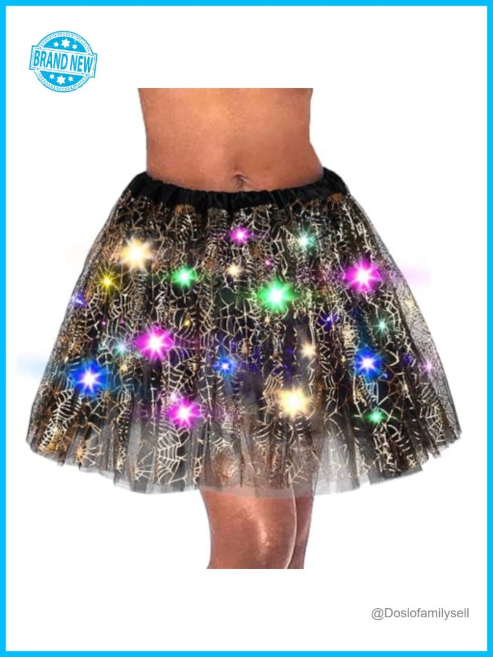 Light Up Tutu Skirt Led Web Layered Tulle Adult Costume Cosplay